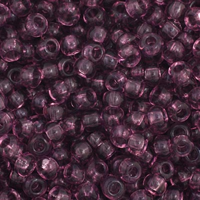 Close-up of Preciosa 11/0 Czech glass seed beads in transparent light amethyst