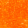 Close-up of Miyuki Delica 11/0 DB0703 cylinder beads in transparent orange