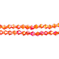 Two strands of Crystal Lane 4mm faceted glass bicone beads in transparent red AB