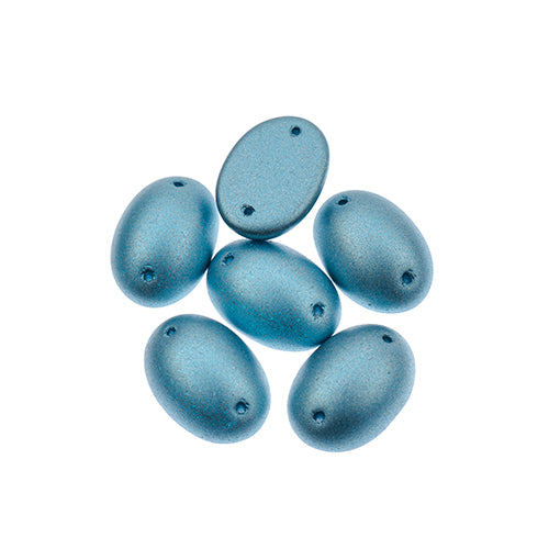Five 13 x 18mm Czech glass oval cabs in transparent vitrail green with foiling