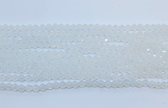 4mm Glass Bicone, White Opal