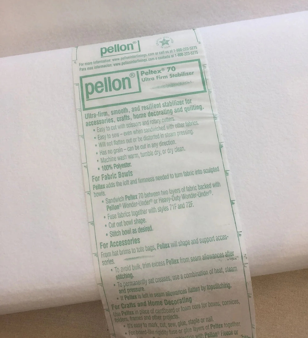 Pellon packaging label for white extra firm beading pellon with care instructions