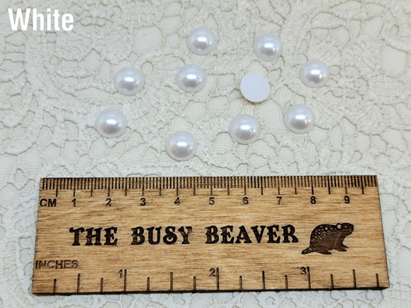 10mm Resin Flat Back - 10pc Half Round White