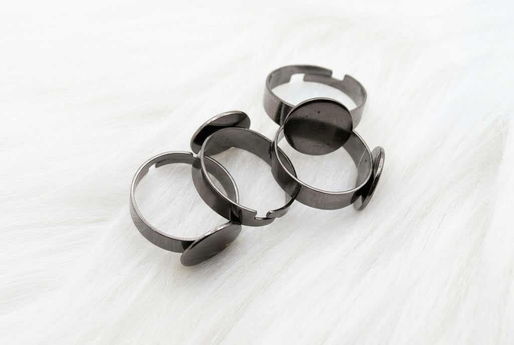 Stainless Steel Adjustable Ring Blank, 12mm Pad