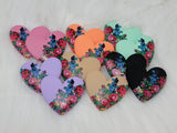 Busy Beaver Exclusives - 37mm Resin Heart Cabochons - Pink Kokum Floral