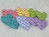 Busy Beaver Exclusives - 37mm Resin Heart Cabochons - Green Strawberries