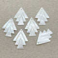 Six white mother of pearl arrowhead pendants with a top hole, 30 x 41mm