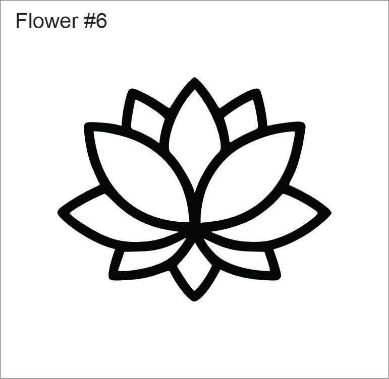 Line drawing of the lotus flower beading pattern, labelled 'Flower #6'
