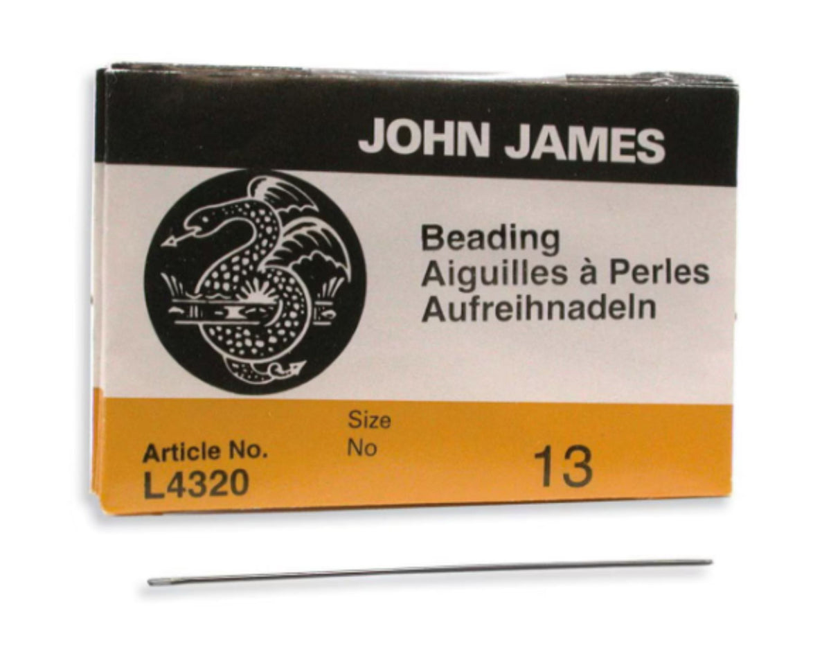 John James beading needles package, size 13, with the needle size printed on the label