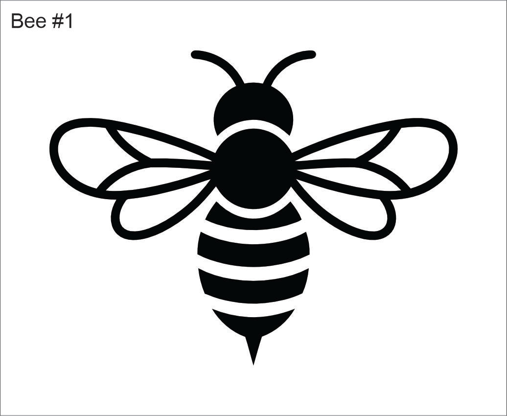 Line drawing of the bold striped bee beading pattern, labelled 'Bee #1'