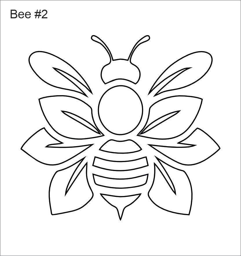 Line drawing of the outlined bee with layered wings beading pattern, labelled 'Bee #2'