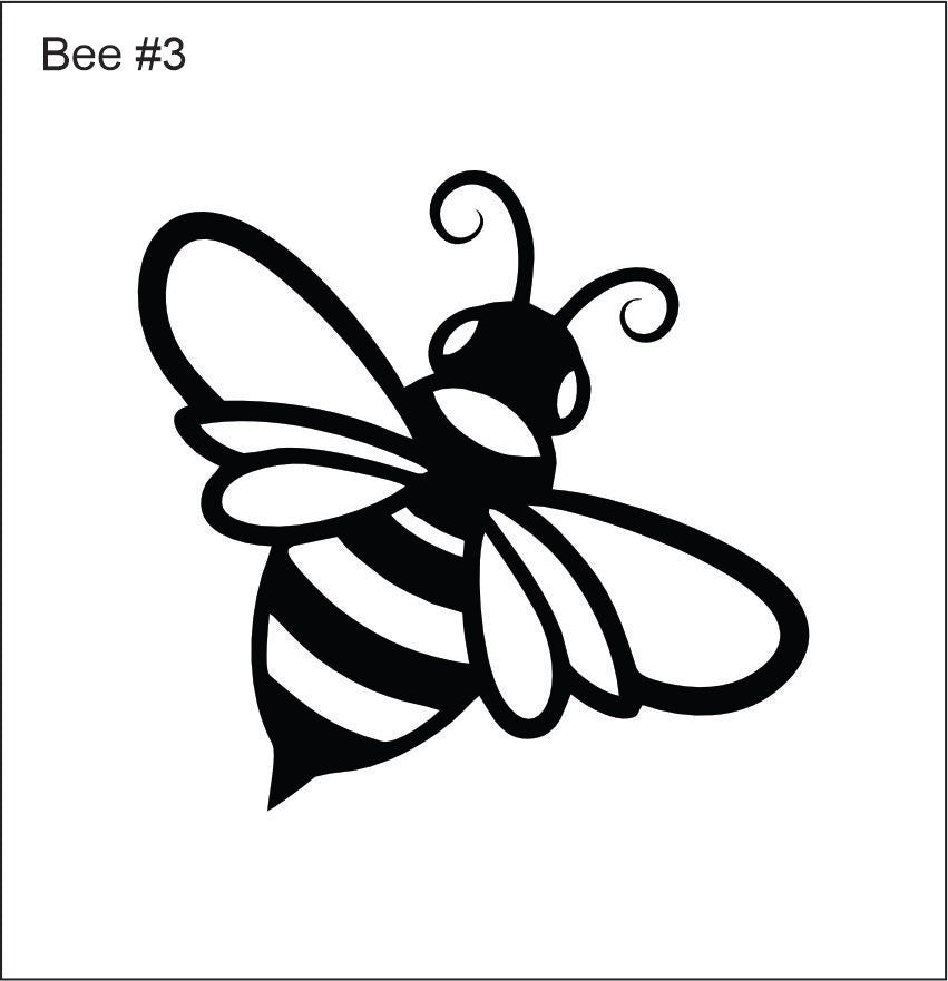 Line drawing of the flying bee beading pattern, labelled 'Bee #3'
