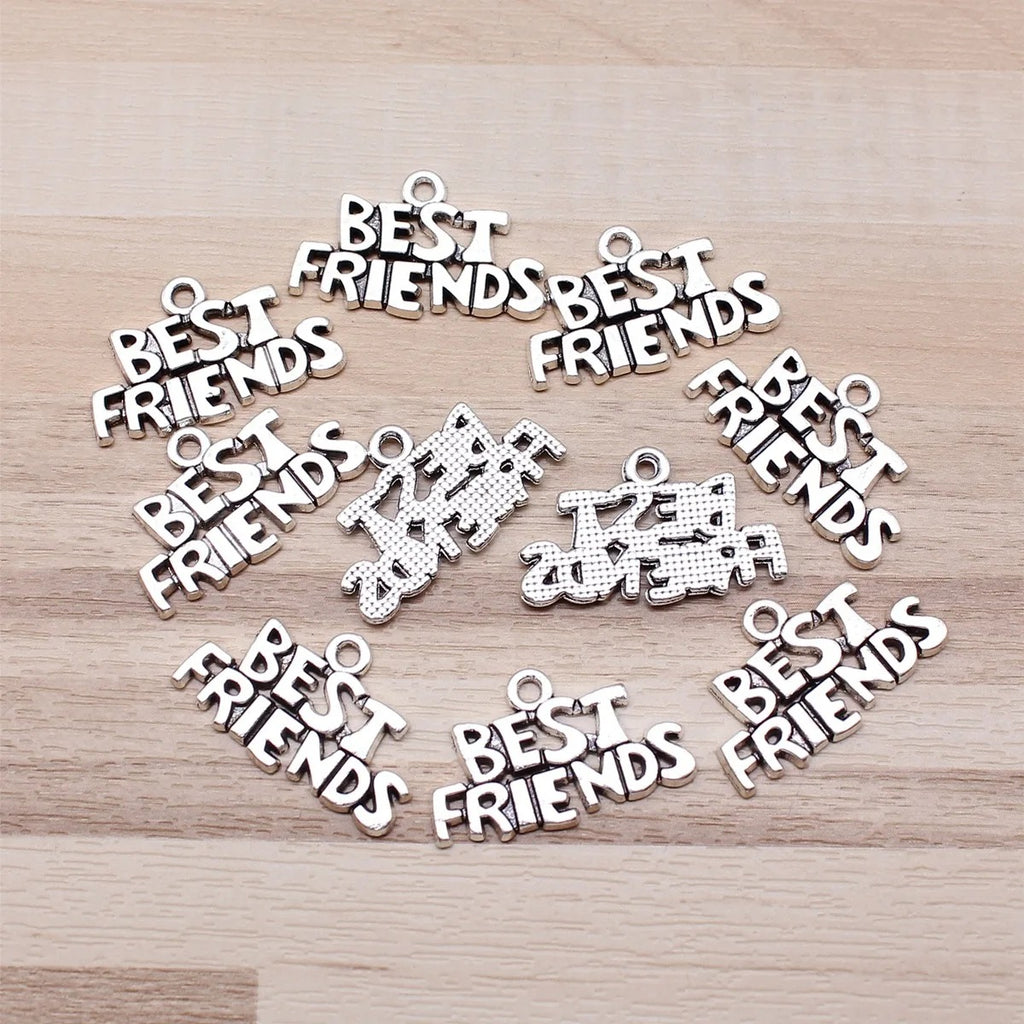 25x15mm silver Best Friends word charms, assorted angles