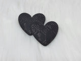 Busy Beaver Exclusives - 37mm Resin Heart Cabochons - Black Patterned