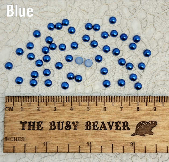 5mm Resin Flat Back - 50pc Half Round Blue