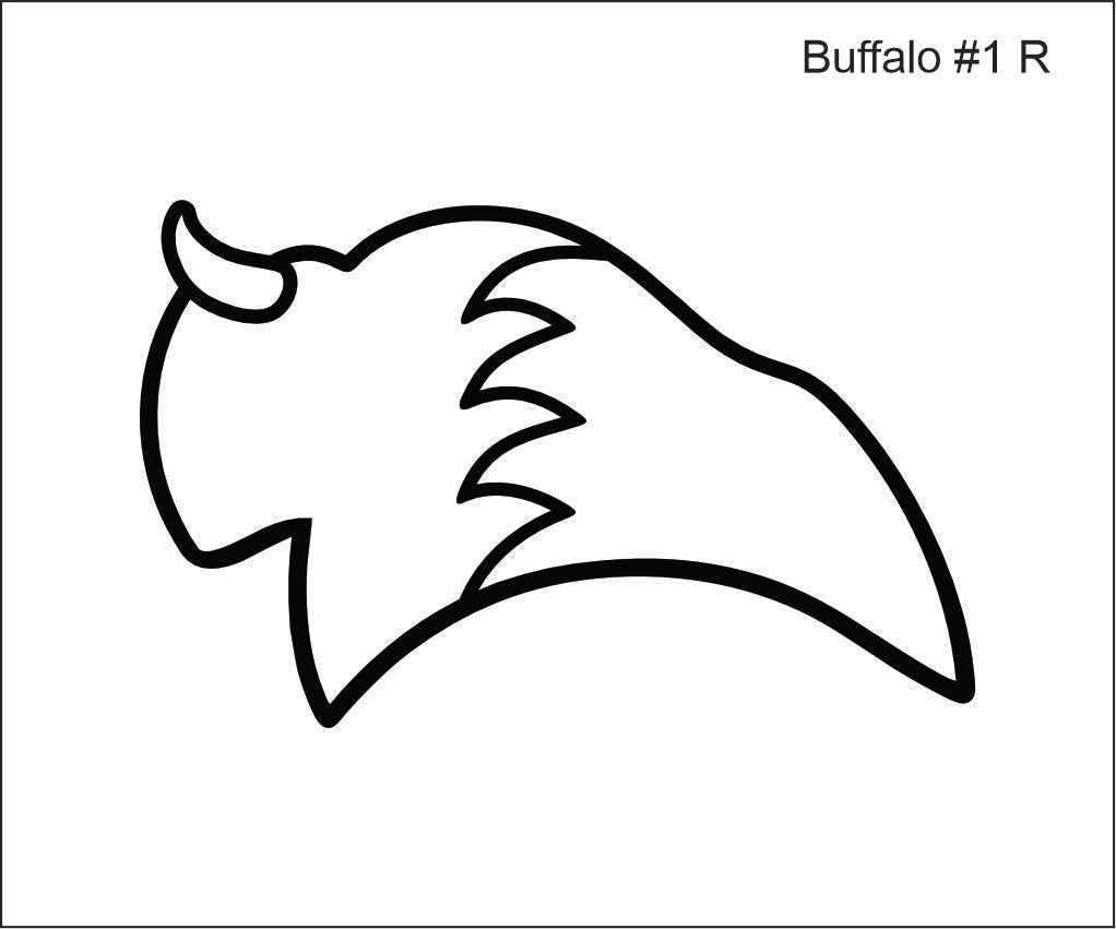 Line drawing of the right buffalo beading pattern, labelled 'Buffalo #1 R'