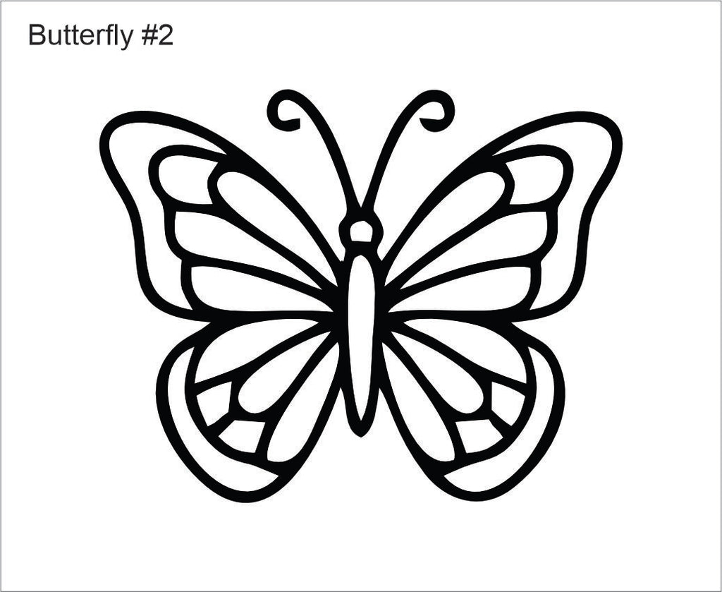 Line drawing of the butterfly with curled antennae beading pattern, labelled 'Butterfly #2'