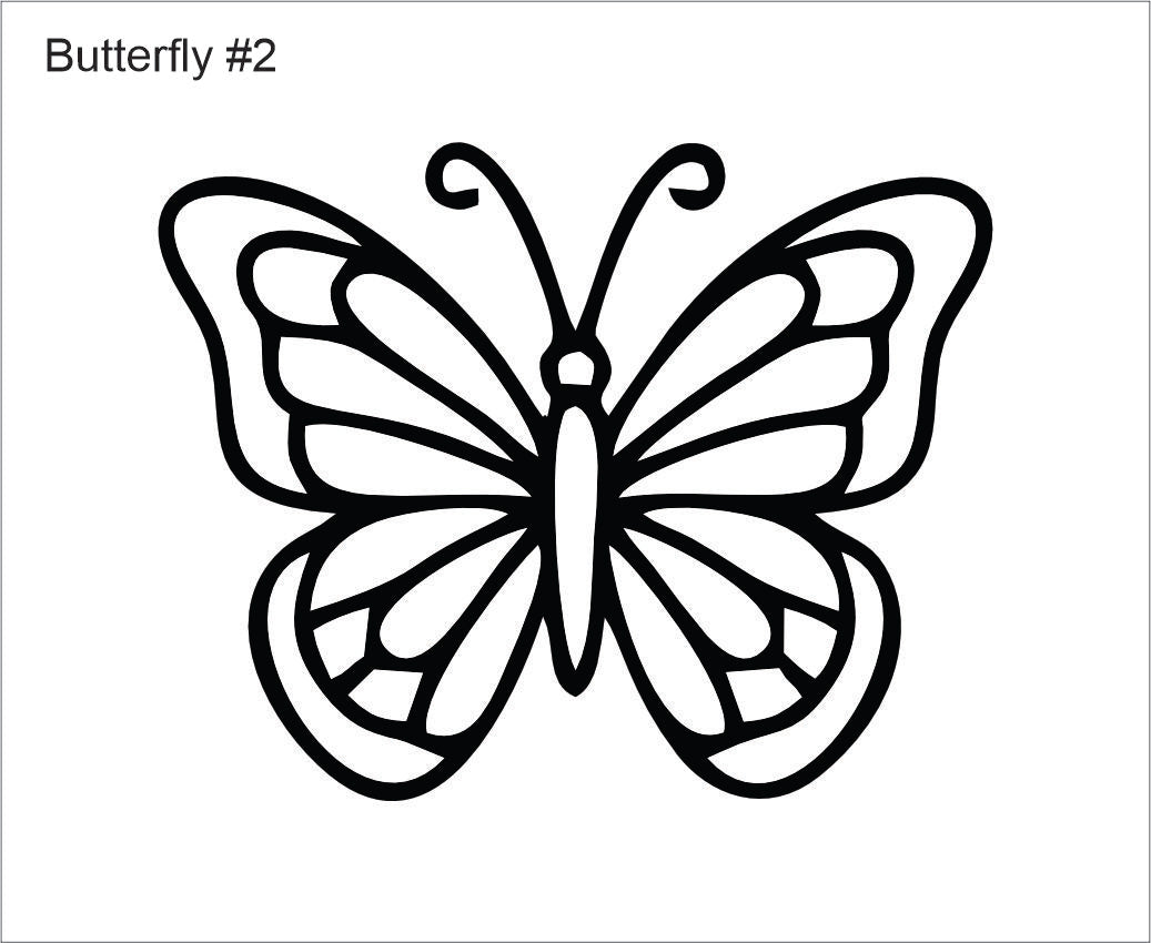 Line drawing of the butterfly with curled antennae beading pattern, labelled 'Butterfly #2'