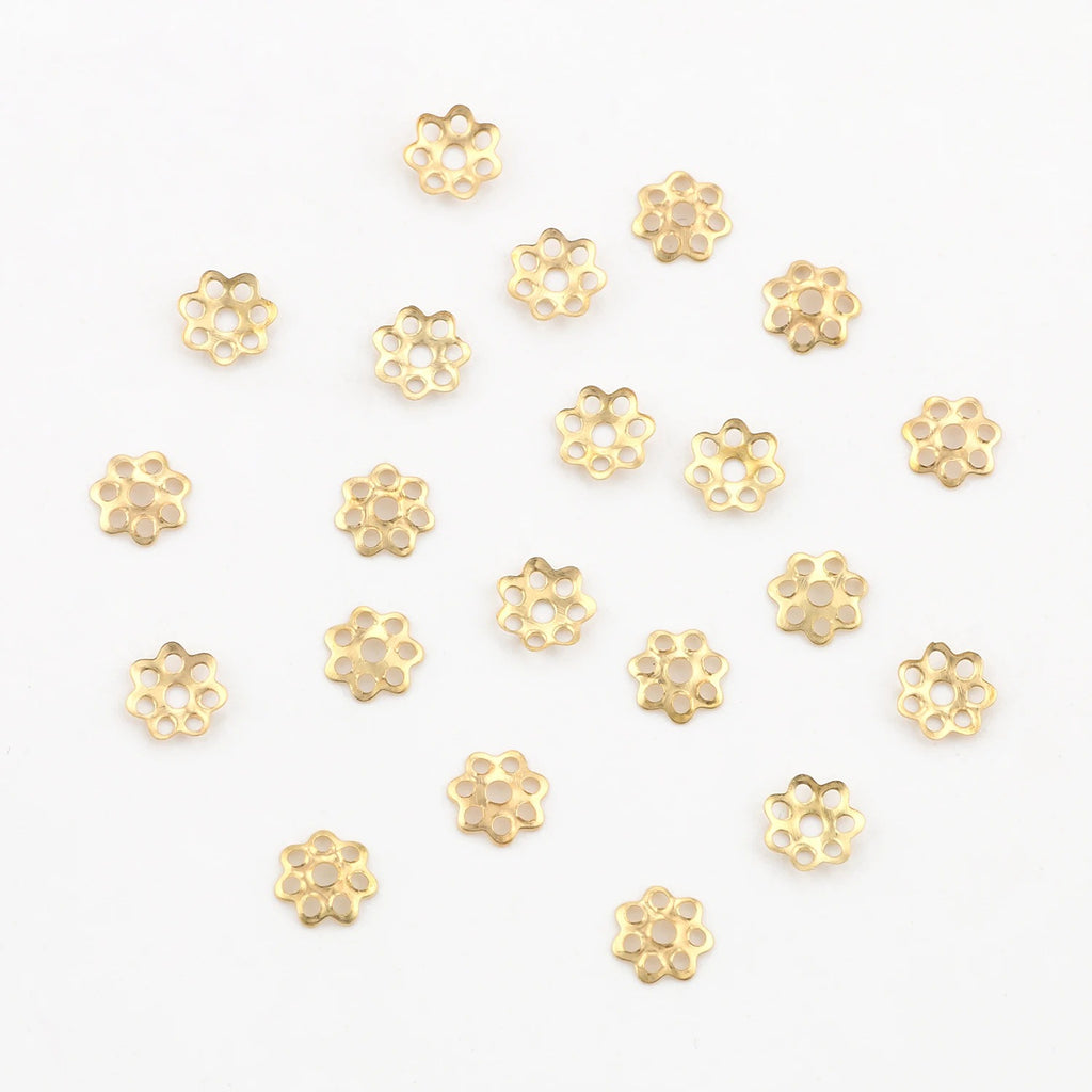 6mm gold stainless steel filigree flower bead caps