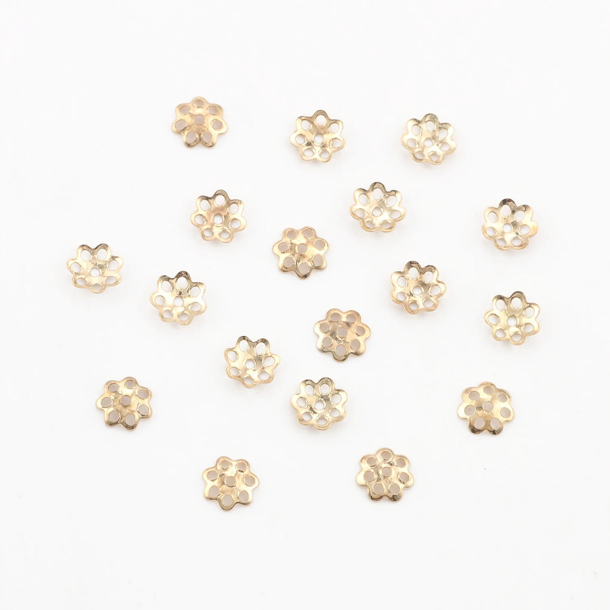 6mm KC gold stainless steel filigree flower bead caps