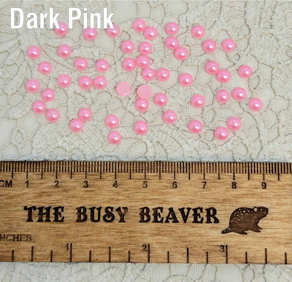 5mm Resin Flat Back - 50pc Half Round Dark Pink