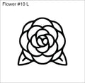 Line drawing of the left rose beading pattern, labelled 'Flower #10 L'