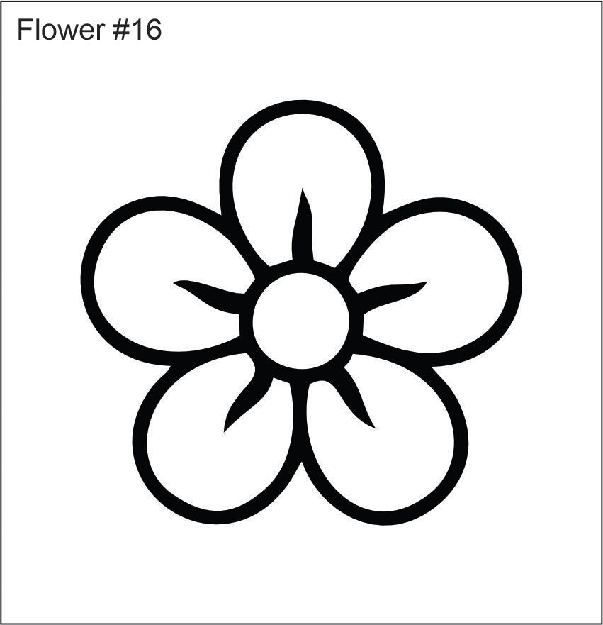 Line drawing of the five-petal flower beading pattern, labelled 'Flower #16'