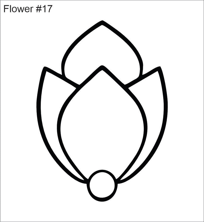 Line drawing of the tulip bud with a pearl beading pattern, labelled 'Flower #17'