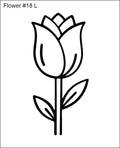 Line drawing of the left tulip on a tall stem beading pattern, labelled 'Flower #18 L'