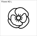 Line drawing of the left pansy-style flower beading pattern, labelled 'Flower #2 L'