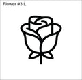 Line drawing of the left rose with leaves beading pattern, labelled 'Flower #3 L'