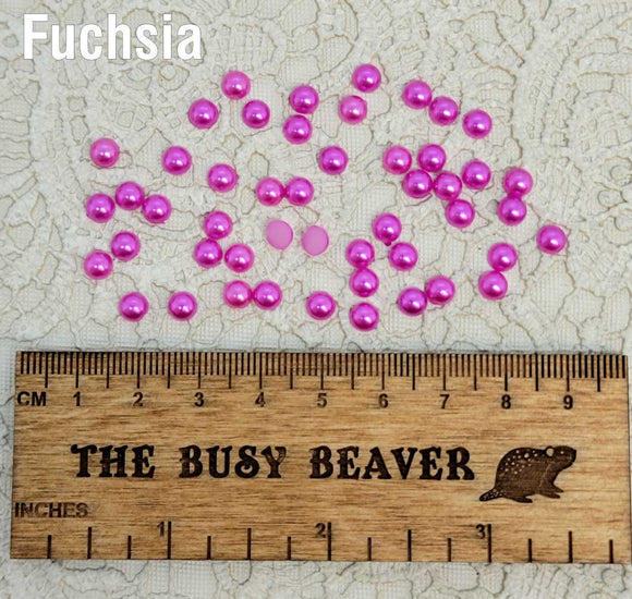 5mm Resin Flat Back - 50pc Half Round Fuchsia