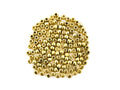 Pile of 6 x 9mm plastic pony beads in metallic gold on a white background