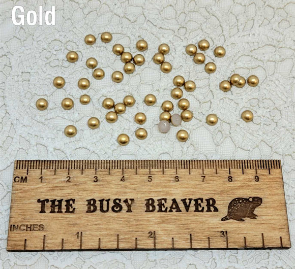 5mm Resin Flat Back - 50pc Half Round Gold