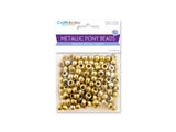 Pony Beads, 6x9mm plastic 150 Pieces Metallic Gold