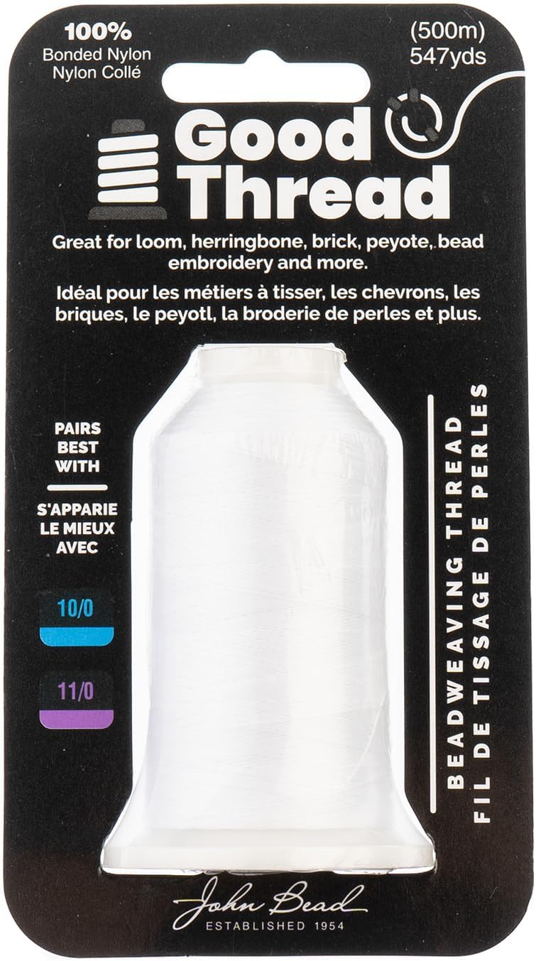 Good Thread white 500m spool in a card package, seen from the front