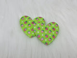 Busy Beaver Exclusives - 37mm Resin Heart Cabochons - Green Strawberries