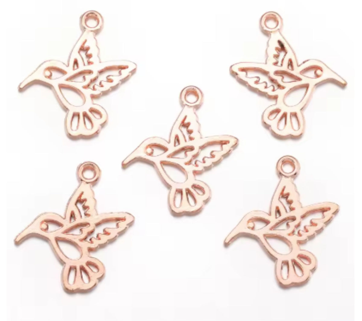 17mmx9mm Rose Gold Hummingbird