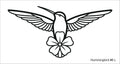 Line drawing of the left hummingbird over a flower beading pattern, labelled 'Hummingbird #6 L'