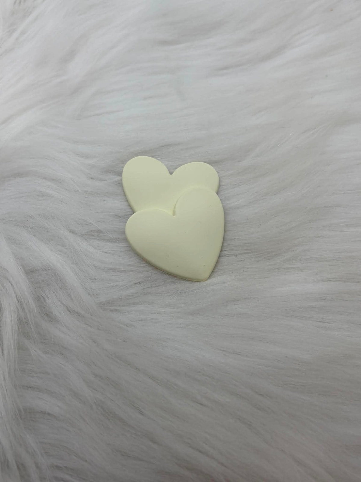 Pair of 37mm matte resin heart cabochons (cabs) in #17 Cream