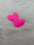 Pair of 37mm matte resin heart cabochons (cabs) in #21 Bright Pink