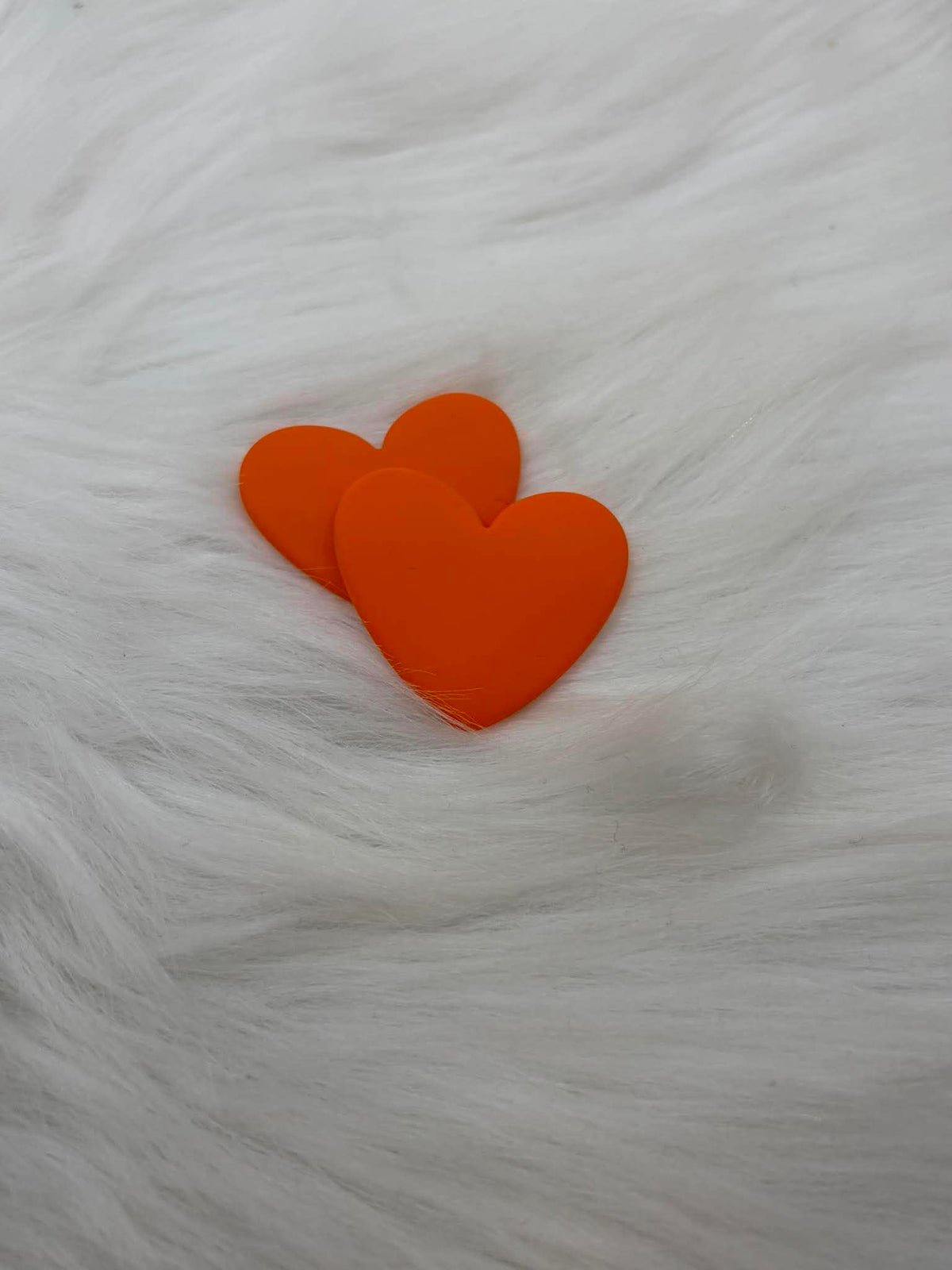 Pair of 37mm matte resin heart cabochons (cabs) in #3 Orange