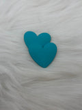 Pair of 37mm matte resin heart cabochons (cabs) in #22 Turquoise
