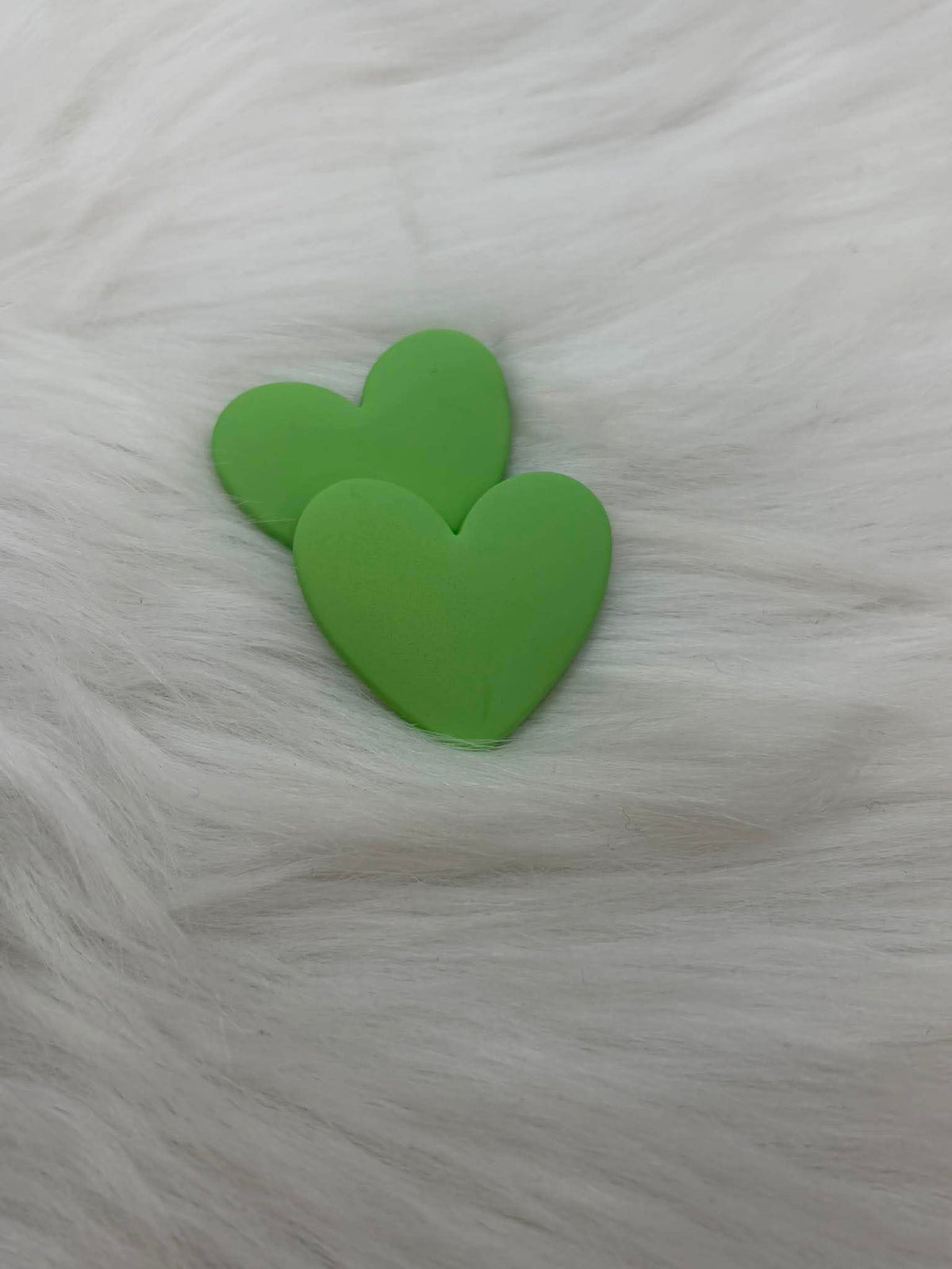 Pair of 37mm matte resin heart cabochons (cabs) in #24 Green
