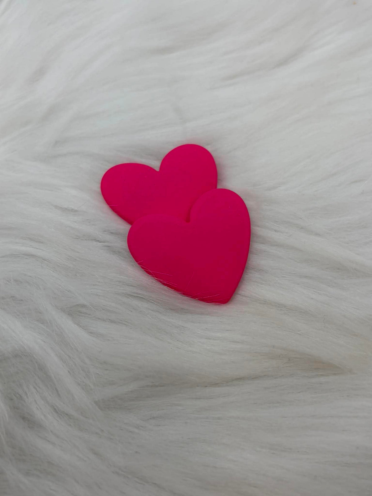 Pair of 37mm matte resin heart cabochons (cabs) in #14 Hot Pink