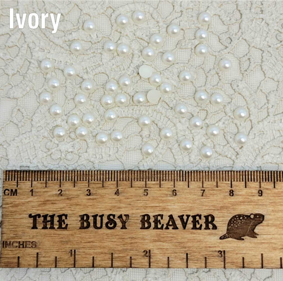 5mm Resin Flat Back - 50pc Half Round Ivory