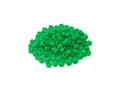 Pile of 6 x 9mm plastic pony beads in kelly green on a white background