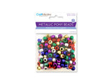 Pony Beads, 6x9mm plastic 150 Pieces Metallic Mix