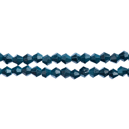Two strands of Crystal Lane 4mm faceted glass bicone beads in opaque dark blue
