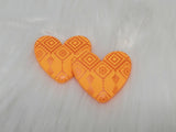 Busy Beaver Exclusives - 37mm Resin Heart Cabochons - Orange Patterned